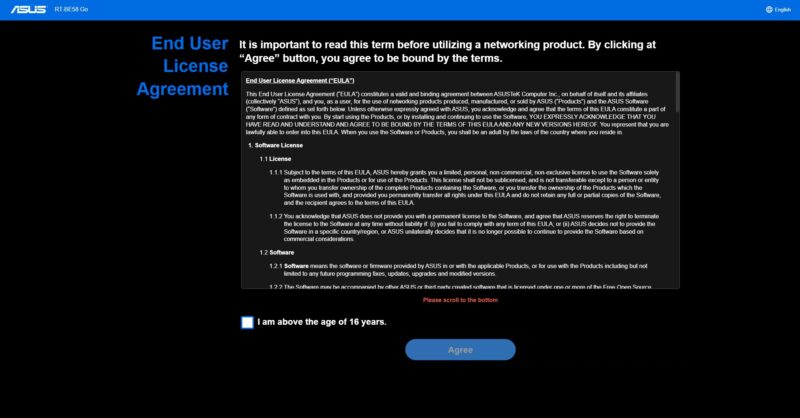 ASUS RT BE58 Go Setup Step 1 EULA