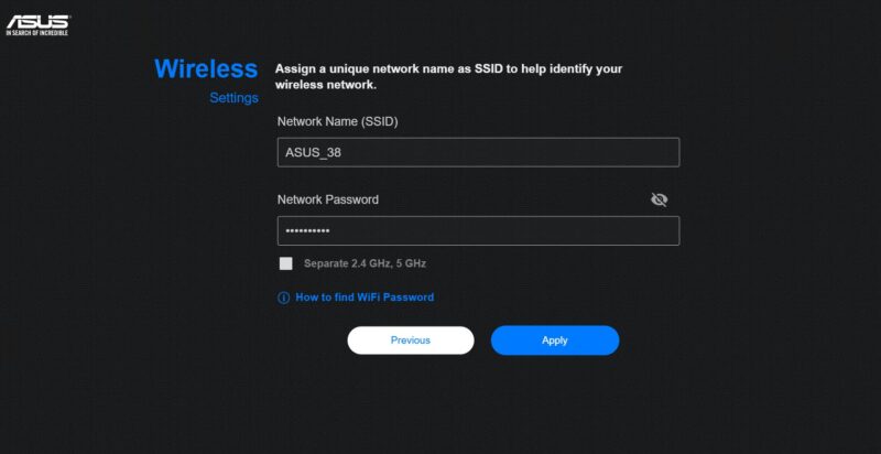 ASUS RT BE58 Go Setup Step 5 Wireless SSID