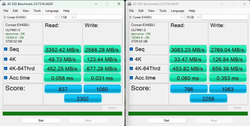 Corsair EX400U 4TB AS SSD