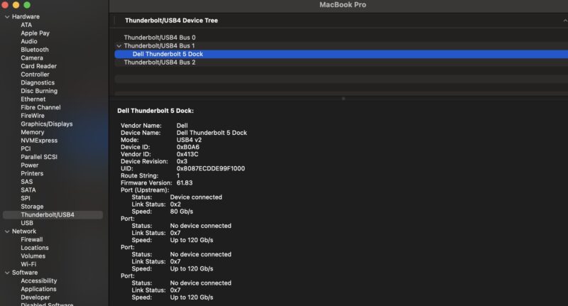 Dell Pro Thunderbolt 5 Smart Dock Mac Connect Thunderbolt Information