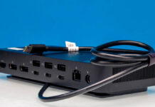Dell Pro Thunderbolt 5 Smart Dock Mini-Review Dell Pro Thunderbolt 5 Smart Dock Rear Angled 2