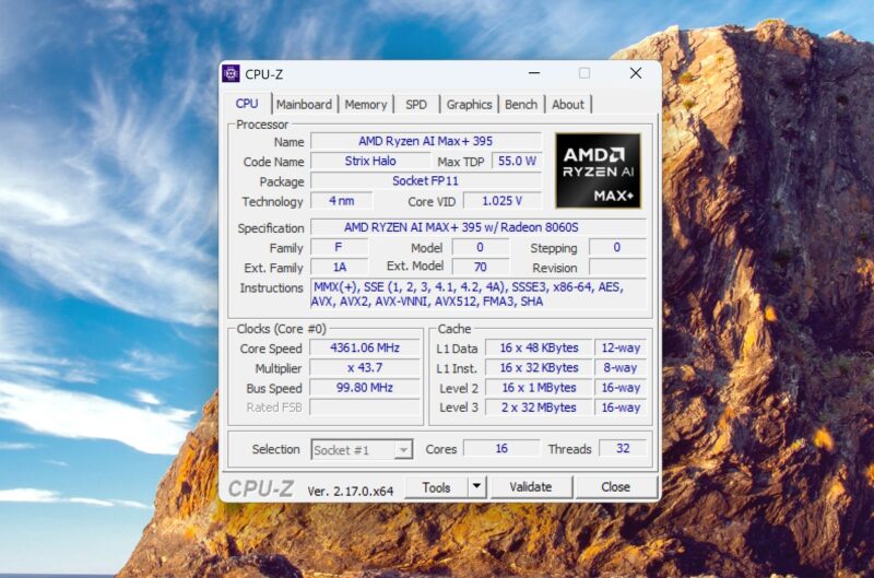 Framework Desktop AMD Ryzen AI Max 395 CPU Z