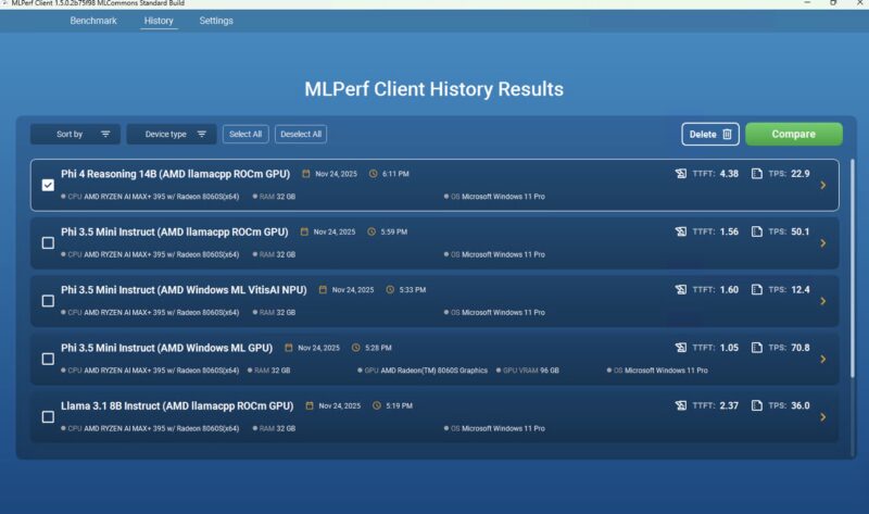 Framework Desktop MLPerf Client V1.5 Results 1