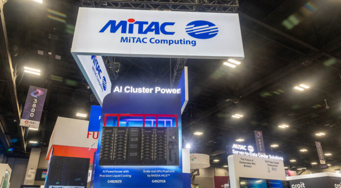 MiTAC G4826Z5 Liquid-Cooled AMD Instinct MI355X Server at SC25 MiTAC SC25 AI Cluster