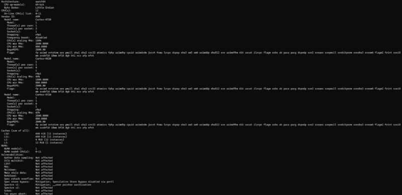 Minisforum MS R1 Lscpu Output