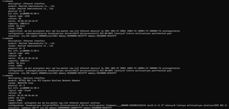 Minisforum MS R1 Lshw C Network
