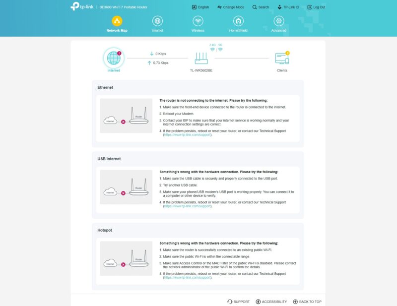 TP Link BE3600 Wi Fi 7 Portable Router WAN Issue