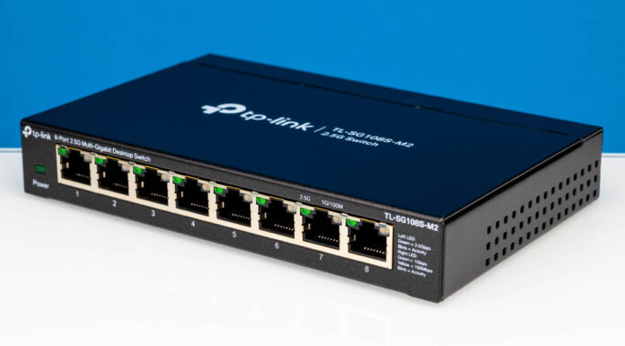 TP-Link TL-SG108S-M2 8-Port 2.5GbE Switch Review TP Link TL SG108S M2 Angle