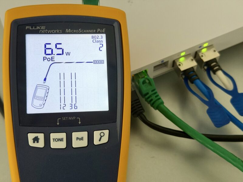 Ubiquiti UniFi UCG Fiber PoE Port With Fluke MicroScanner PoE Large