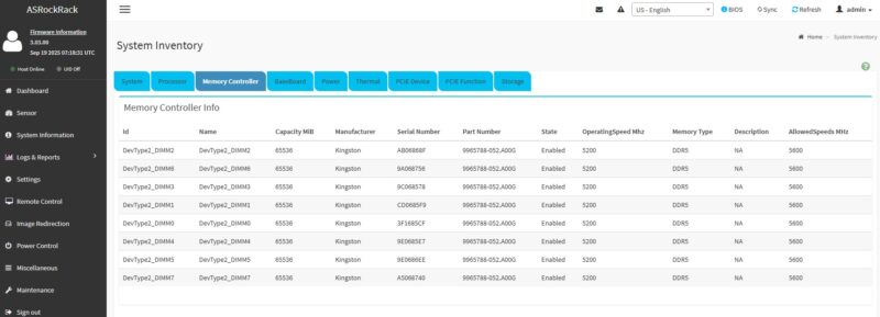 ASRock Rack AMPONED8 2T BCM AmpereOne A192 32X Memory At DDR5 5200 Speeds