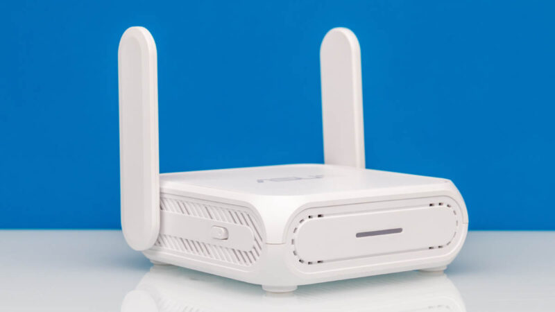 ASUS RT BE58 Go BE3600 Dual Band Wi Fi Router Front Angled 4