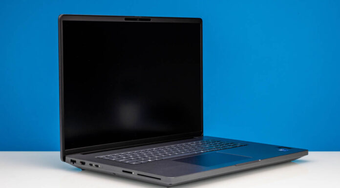 Dell Pro Max 18 Plus Review a HUGE Laptop with a NVIDIA RTX Pro 5000 Blackwell GPU Dell Pro Max 18 Plus Front Open Angled 1