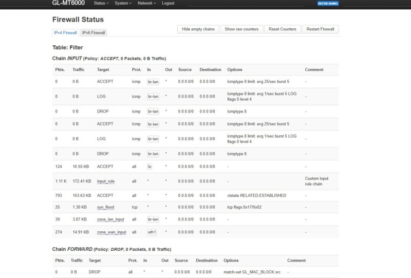 GL.iNet Flint 2 OpenWRT LuCI Interface Firewall