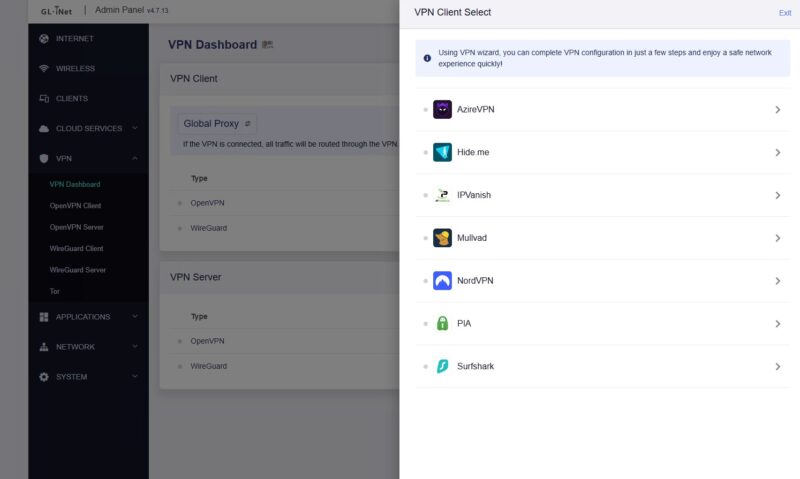 GL.iNet Flint 2 Setup 4 VPN Prompt Wizard