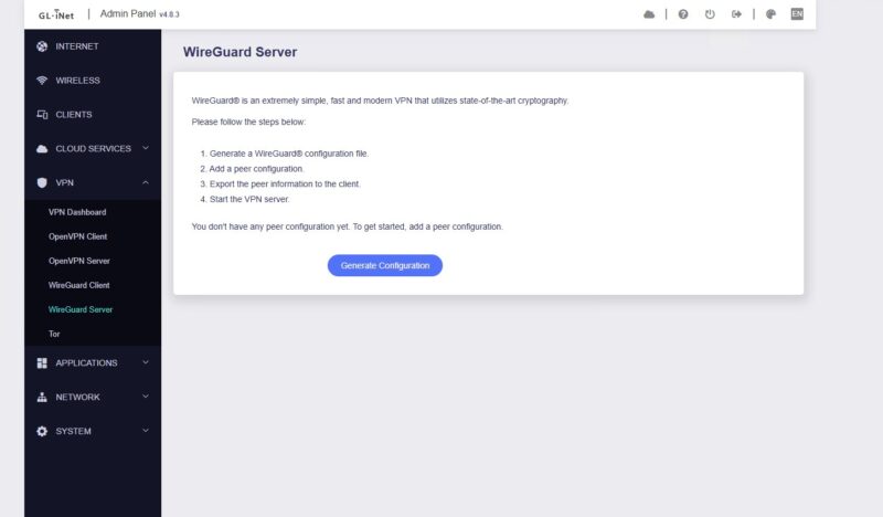 GL.iNet Flint 2 Web UI VPN WireGuard