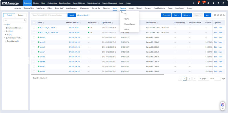 Kaytus KSManage Resources Racks