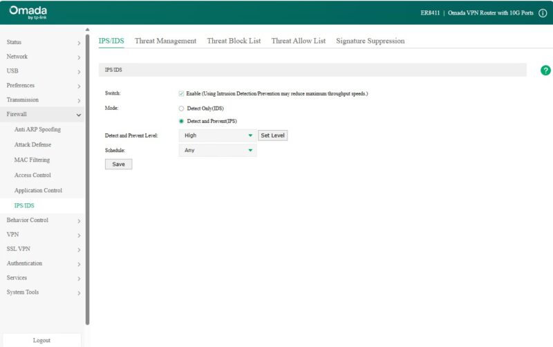Keysight CyPerf TP Link ER8411 Turning IDS IPS On High
