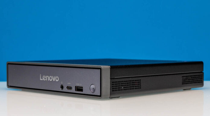 Lenovo ThinkCentre neo 50q Tiny QC Review a Qualcomm Snapdragon X Based 1L PC Lenovo ThinkCentre Neo 50q QC Front Angled 1