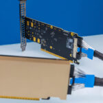 NVIDIA ConnectX 8 C8180 Connected To Aux X16 Kit With Cable 3