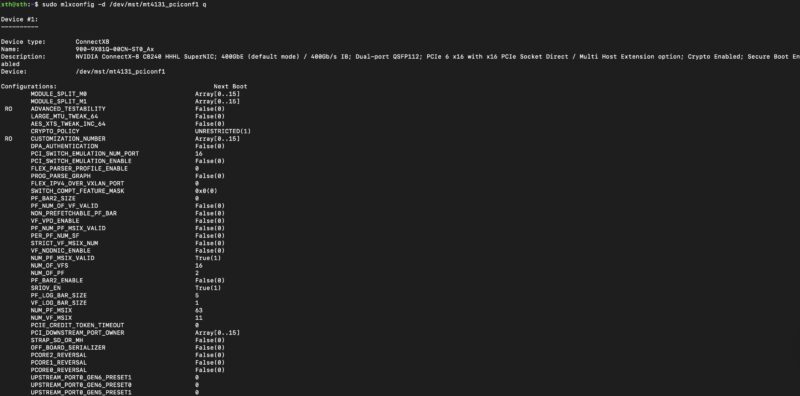 NVIDIA ConnectX 8 SuperNIC Mlxconfig