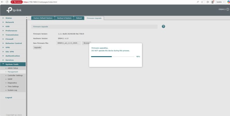 TP Link ER8411 Firmware 1.2.3 Success