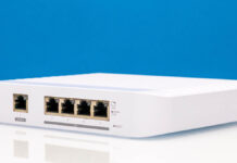 Ubiquiti Flex 10 GbE USW-Flex-XG Review The Low Cost Ubiquiti 10Gbase-T Switch UniFi Network Flex XG Front Angled 1