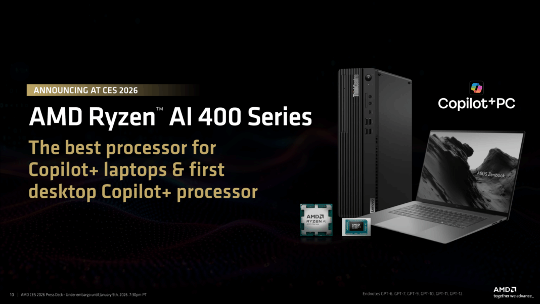 AMD Reveals New Ryzen AI 400 Series Ryzen AI Max And Ryzen 7 9850X3D AMD CES 2026 Ryzen AI 400 Series 1068x601 