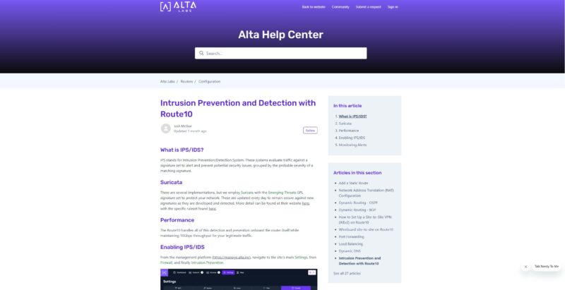 Alta Labs Route10 They Use Suricata