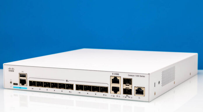 Cisco Catalyst C1300-12XS Review A Neat 12-Port 10GbE Managed Switch Cisco Catalyst C1300 12XS Front Angled 1