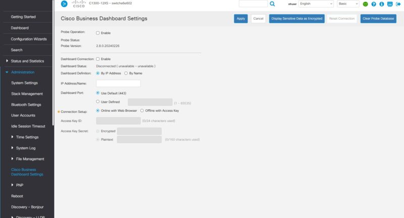 Cisco Catalyst C1300 12XS Web GUI Cisco Business Dashboard