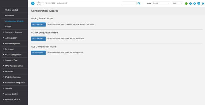 Cisco Catalyst C1300 12XS Web GUI Configuration Wizards