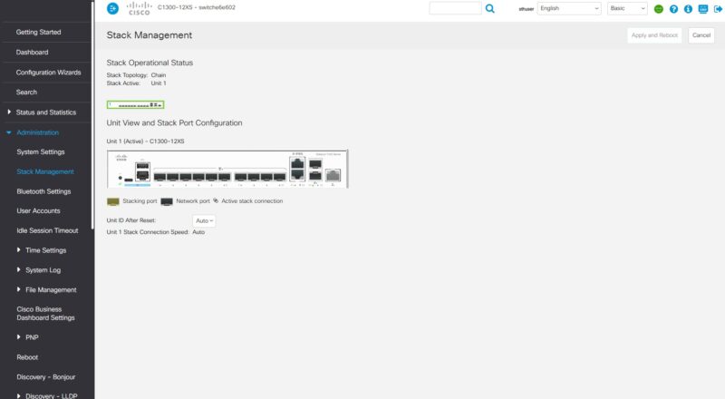 Cisco Catalyst C1300 12XS Web GUI Manage Stack