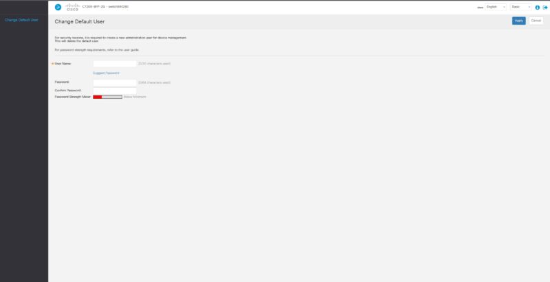 Cisco Catalyst C1300 8FP 2G Web UI Change Default User