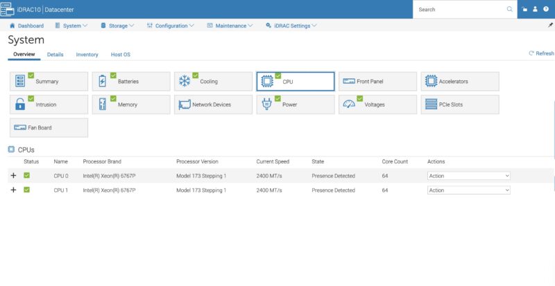 Dell PowerEdge R670 IDRAC 10 CPU Inventory