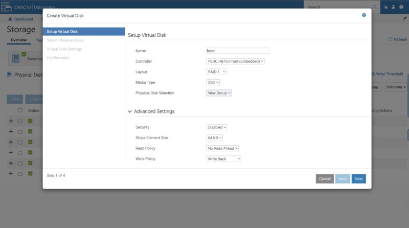 Dell PowerEdge R670 IDRAC 10 PERC Virtual Disk Setup