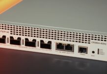 MikroTik CRS804 DDQ Announced 4-Port 400GbE Switch MikroTik CRS804 DDQ Launch Front Angle