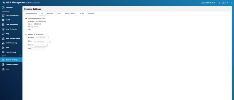 QNAP QSW L3208 2C6T QSS IP Settings
