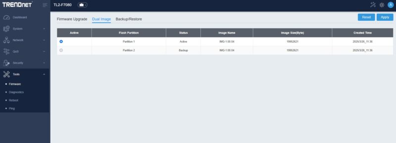 TRENDnet TL2 F7080 Web Management Firmware Update Dual Partition 2