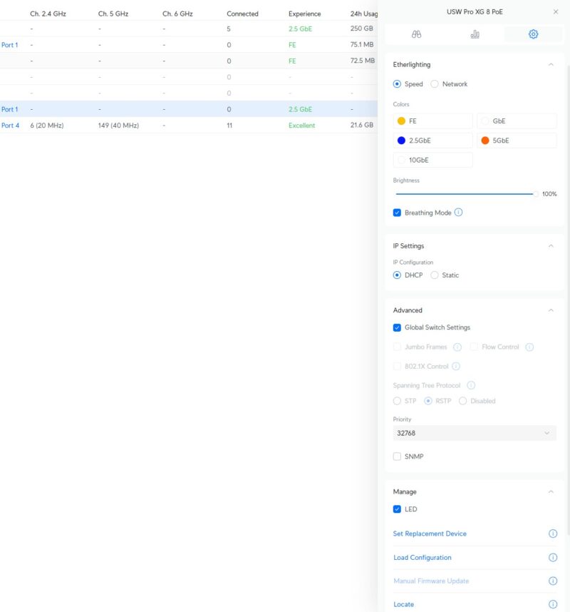 Ubiquiti USW Pro XG 8 PoE UniFi Switch Settings