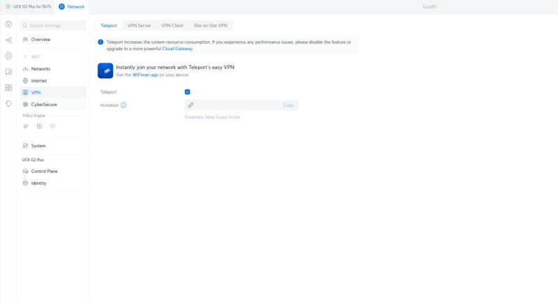 Ubiquiti UXG Lite VPN