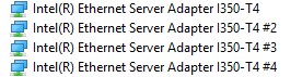 10Gtek Quad Port Intel I350 T4 In Windows Device Manager