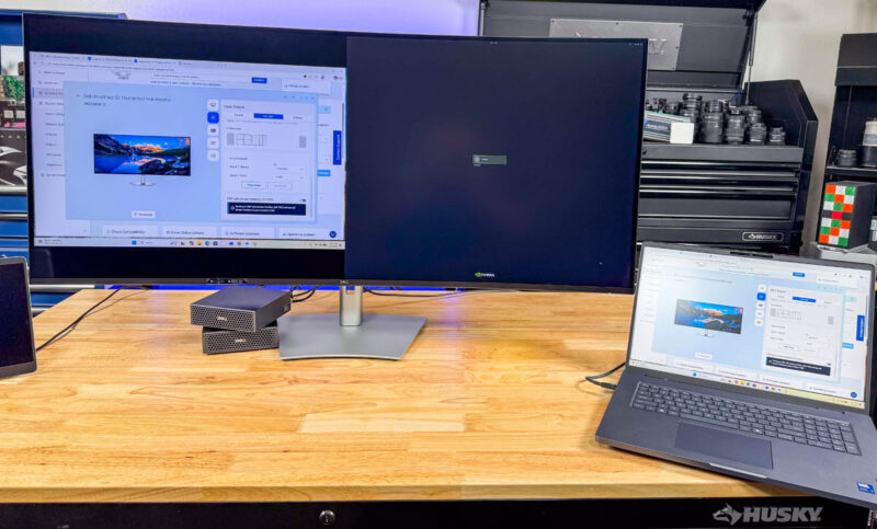 Dell UltraSharp 52 Thunderbolt Hub Monitor With Dell Pro Max With GB10 And Dell Pro Max 18 Plus Side By Side