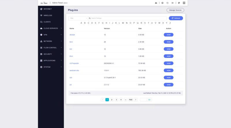GL.iNet Flint 3 BE9300 Applications Plug Ins