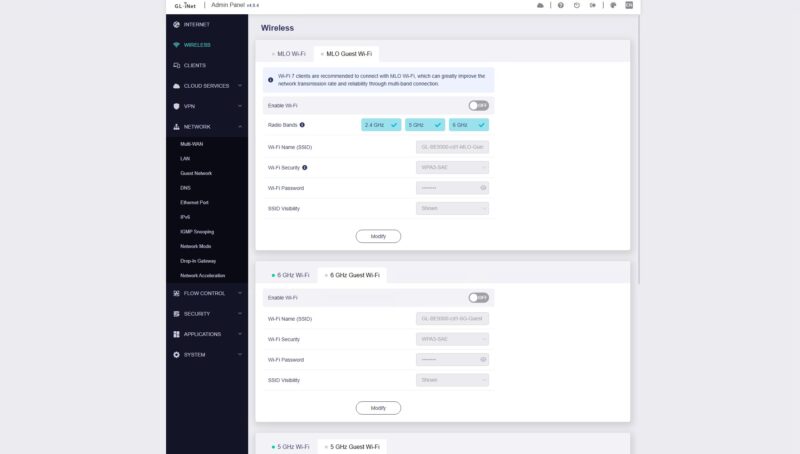 GL.iNet Flint 3 BE9300 Guest WiFi