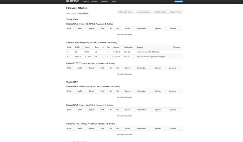 GL.iNet Flint 3 BE9300 LuCI OpenWRT Firewall Iptables