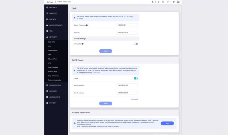 GL.iNet Flint 3 BE9300 Network LAN