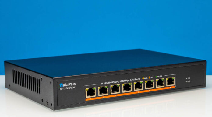 GigaPlus GP-S50-0800 Review An 8-Port 5GbE Switch GiGaPlus GP S50 0800 Front Angled 2