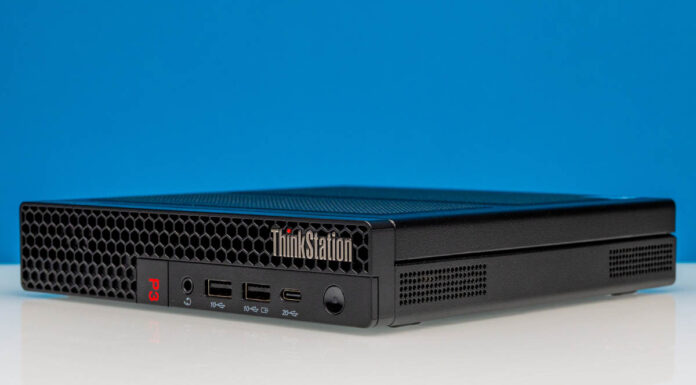Lenovo ThinkStation P3 Tiny Gen2 Review NVIDIA Powered Workstation Lenovo ThinkStation P3 Tiny Gen 2 Workstation Front Angled 1