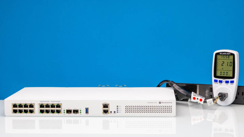 MikroTik CRS418 8P 8G 2S RM Idle Power Consumption 1