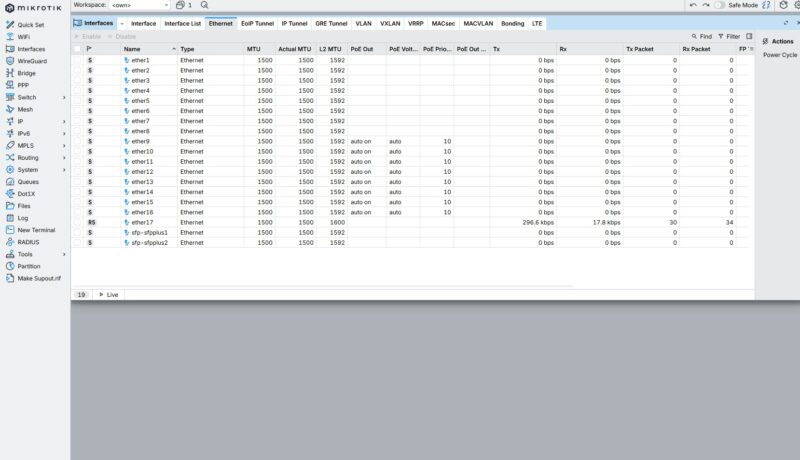 MikroTik CRS418 8P 8G 2S RM WinBox Ports